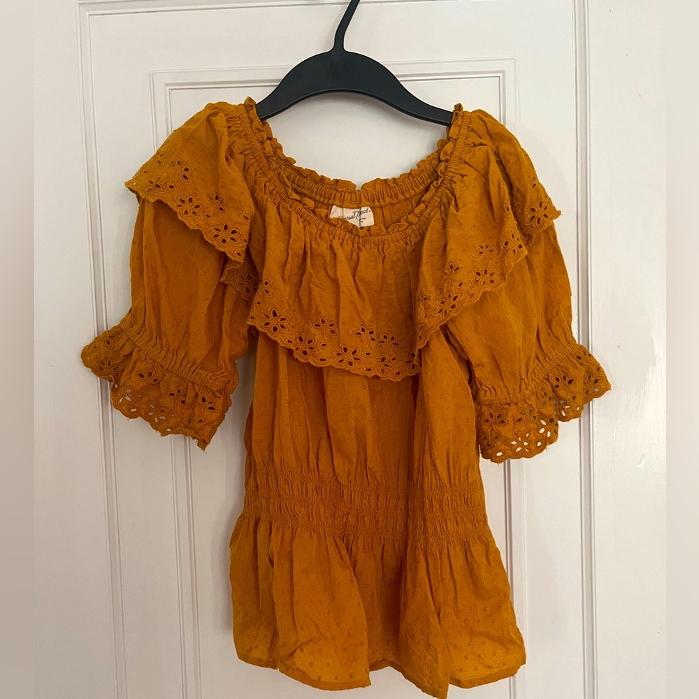 Golden fall eyelit blouse